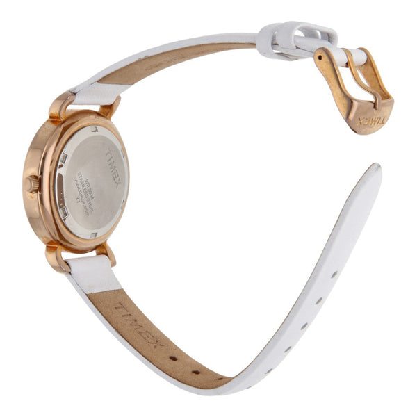 Reloj Timex para dama en acero chapa correa piel.