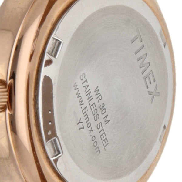 Reloj Timex para dama en acero chapa correa piel.