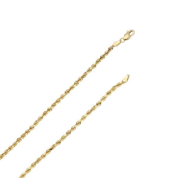 Collar eslabón torzal y dije calado motivo búho en oro tres tonos 14 kilates.