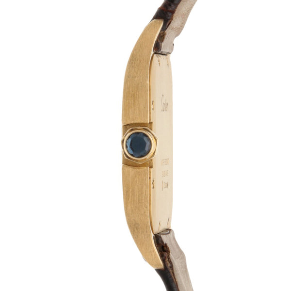 Reloj Cartier para caballero modelo Santos Dumont caja y broche en oro dos tonos 18 kilates.