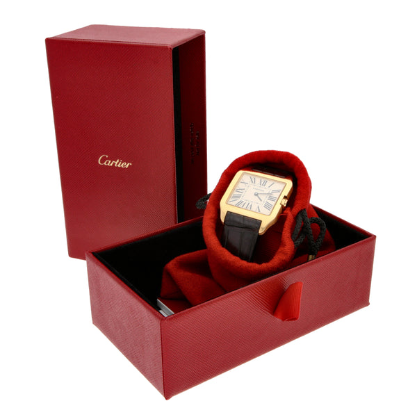 Reloj Cartier para caballero modelo Santos Dumont caja y broche en oro dos tonos 18 kilates.