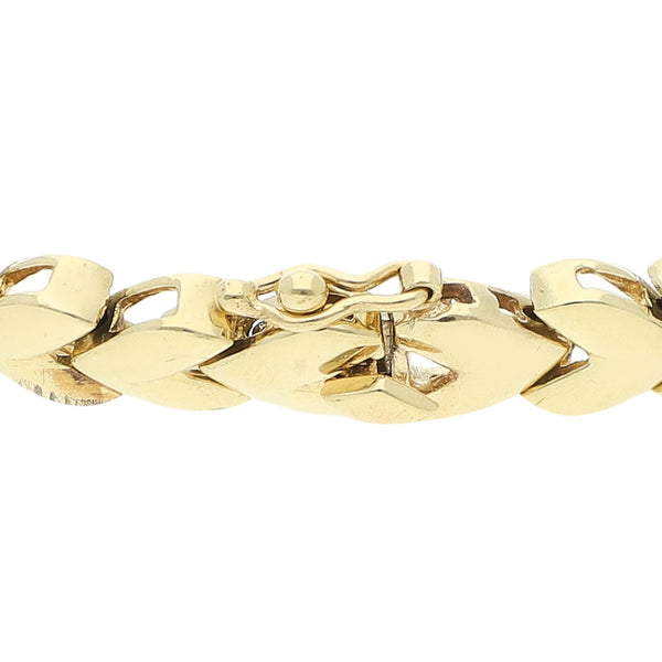 Pulsera eslabón articulado con diamantes en oro amarillo 14 kilates.