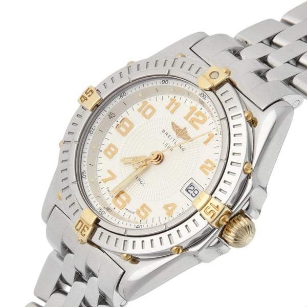 Reloj Breitling para dama modelo Wings vistas en oro amarillo 18 kilates.