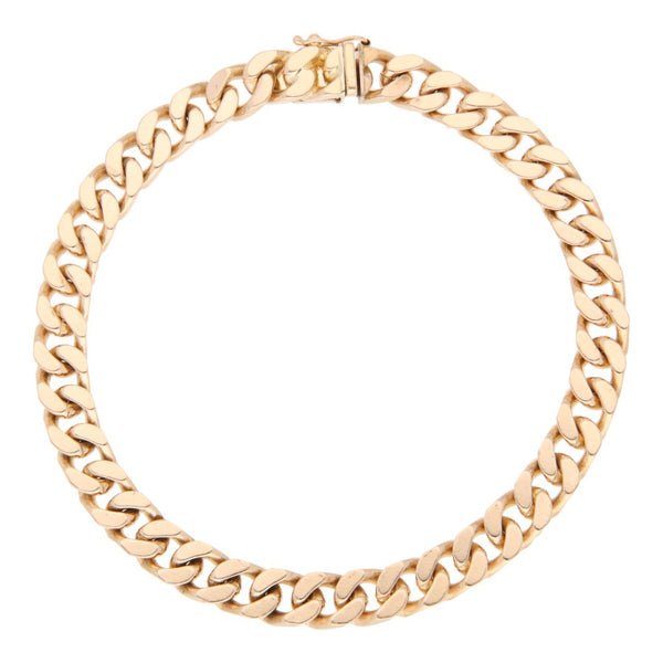 Pulsera eslabón encontrado en oro rosa 14 kilates.