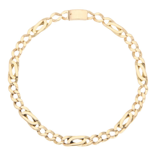 Pulsera eslabón combinado en oro amarillo 14 kilates.