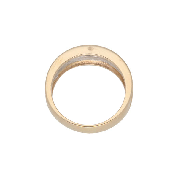 Anillo diseño especial con diamantes en oro dos tonos 14 kilates.