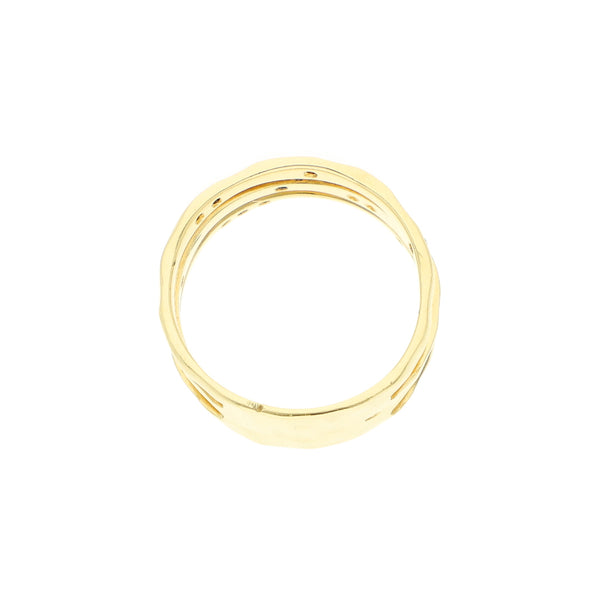 Anillo facetado con diamantes en oro amarillo 18 kilates.