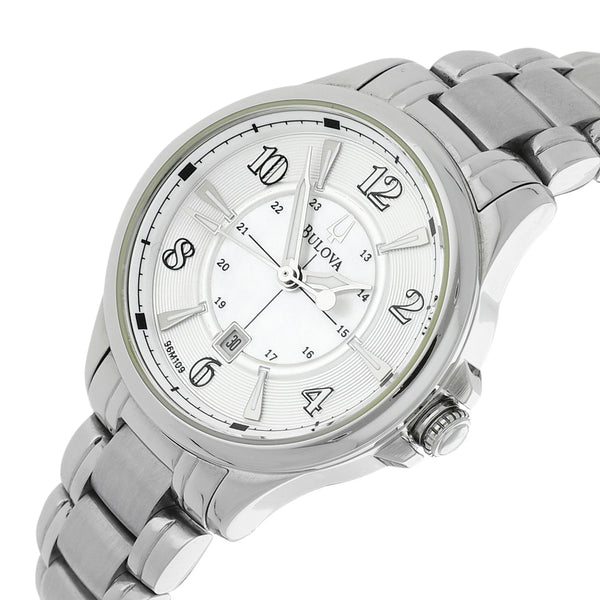Reloj Bulova para dama en acero inoxidable.