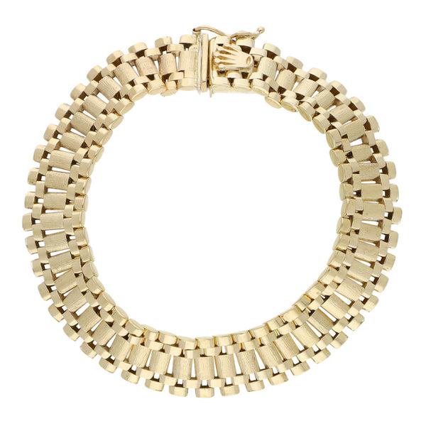 Pulsera eslabón articulado en oro amarillo 14 kilates.