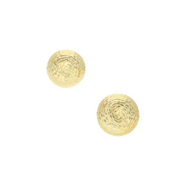 Aretes diseño especial motivo media esfera en oro amarillo 14 kilates.