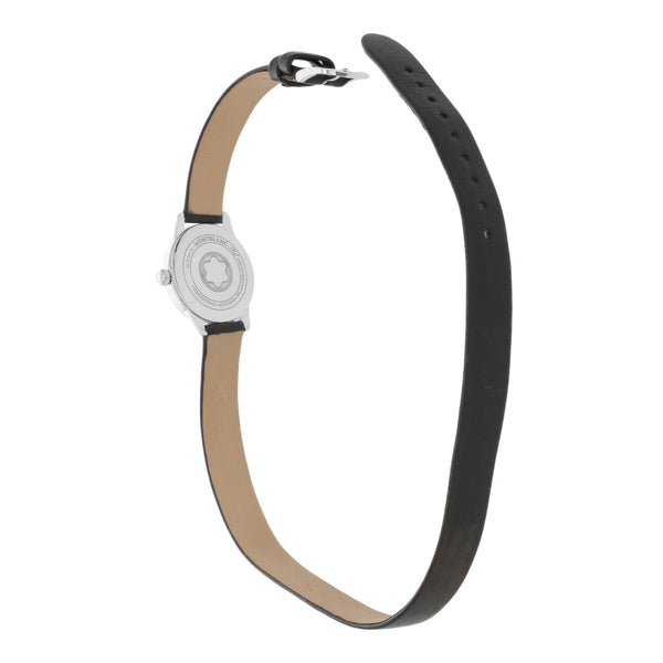 Reloj Montblanc para dama en acero y cuero.
