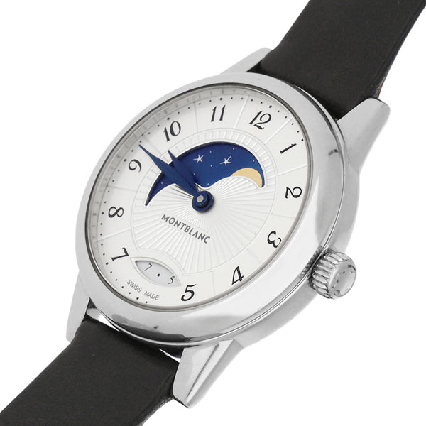 Reloj Montblanc para dama en acero y cuero.