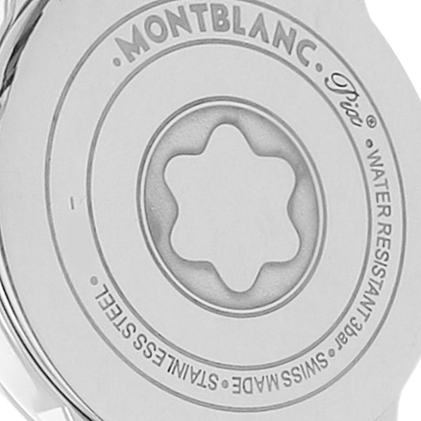 Reloj Montblanc para dama en acero y cuero.