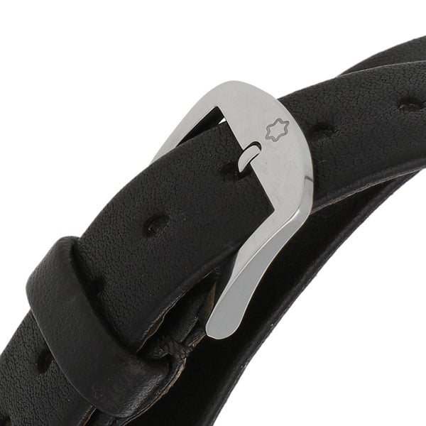 Reloj Montblanc para dama en acero y cuero.