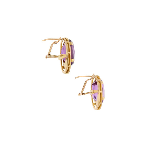 Aretes diseño especial con sintéticos en oro amarillo 18 kilates.