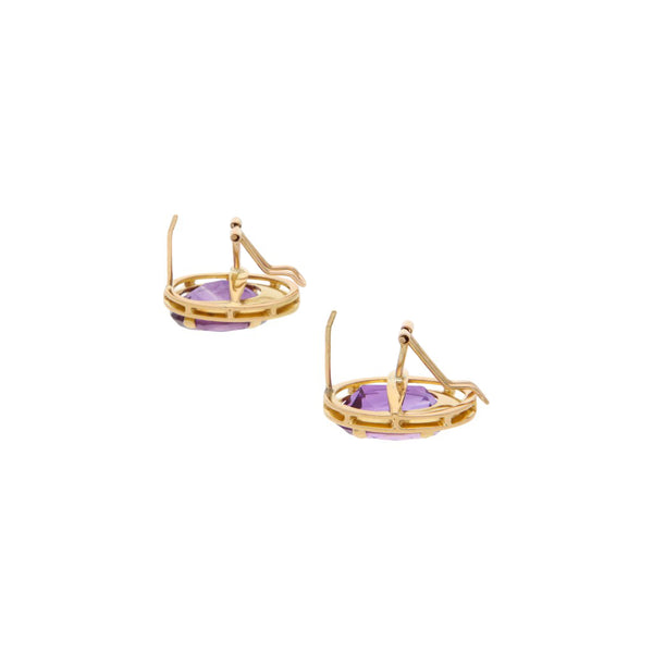 Aretes diseño especial con sintéticos en oro amarillo 18 kilates.