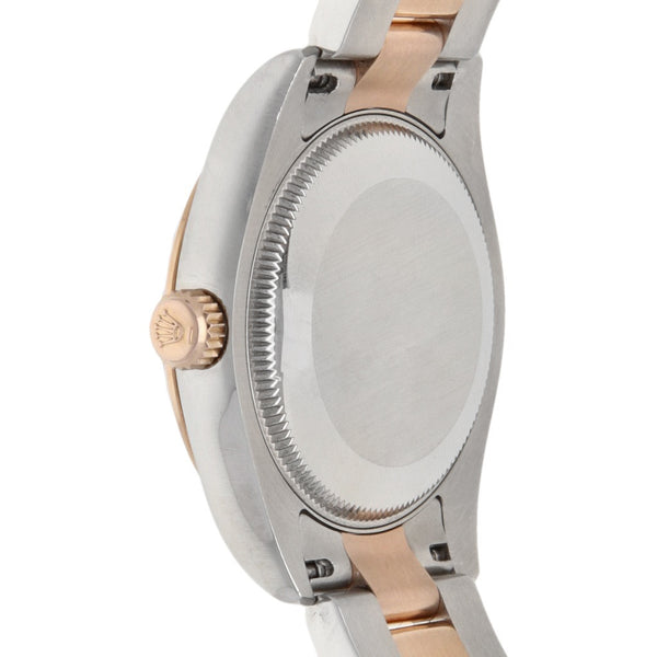 Reloj Rolex para dama modelo Oyster Perpetual DateJust vistas en oro rosa 18 kilates.