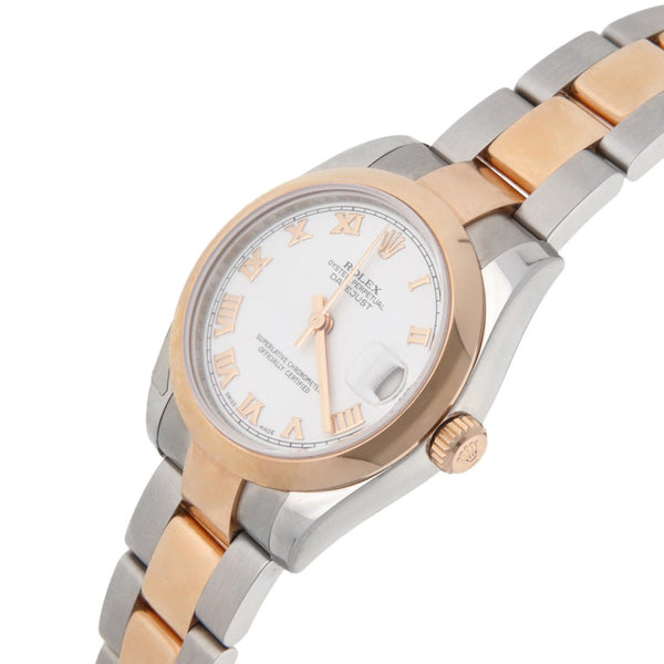Reloj Rolex para dama modelo Oyster Perpetual DateJust vistas en oro rosa 18 kilates.