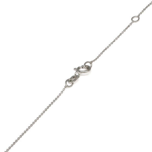 Gargantilla eslabón cruzado y cruz diseño especial con diamantes y zafiros en oro blanco 14 kilates.