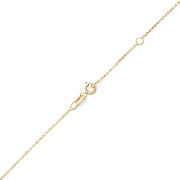 Gargantilla eslabón cruzado y dije con diamantes y esmeralda en oro amarillo 14 kilates.