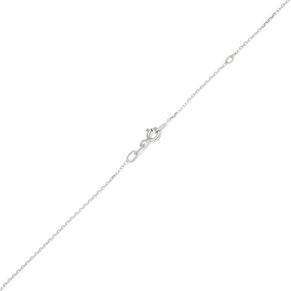 Gargantilla eslabón cruzado y dije diseño especial con diamantes y rubí en oro blanco 14 kilates.