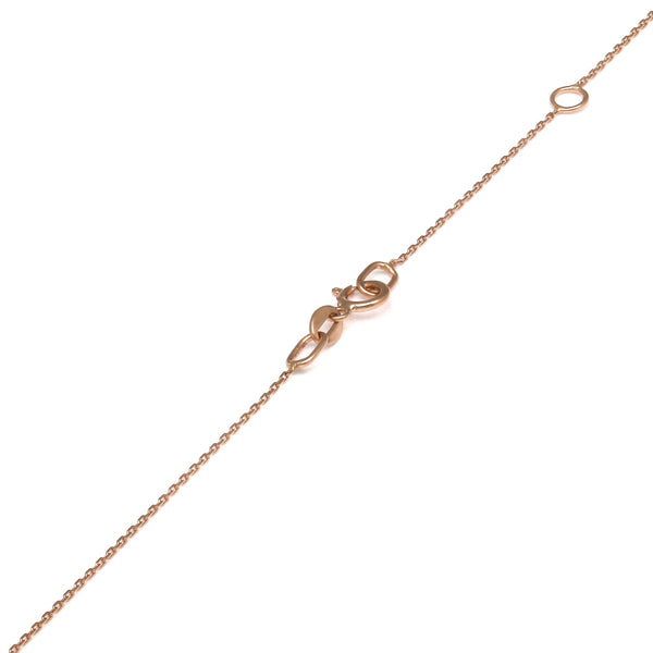 Gargantilla eslabón cruzado y cruz diseño especial con diamantes y rubí en oro rosa 14 kilates.