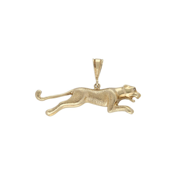 Dije diseño especial motivo pantera con sintético en oro amarillo 14 kilates