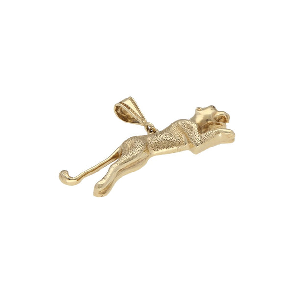 Dije diseño especial motivo pantera con sintético en oro amarillo 14 kilates