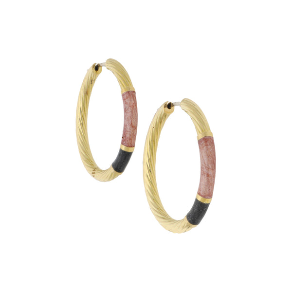 Arracadas torzal con esmalte en oro amarillo 18 kilates.