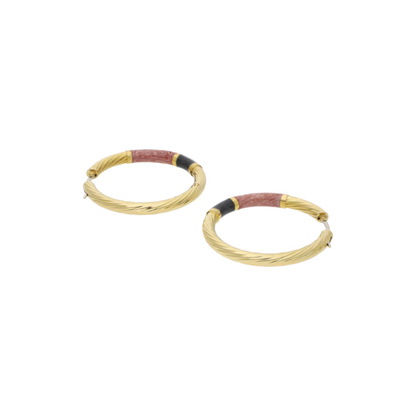 Arracadas torzal con esmalte en oro amarillo 18 kilates.