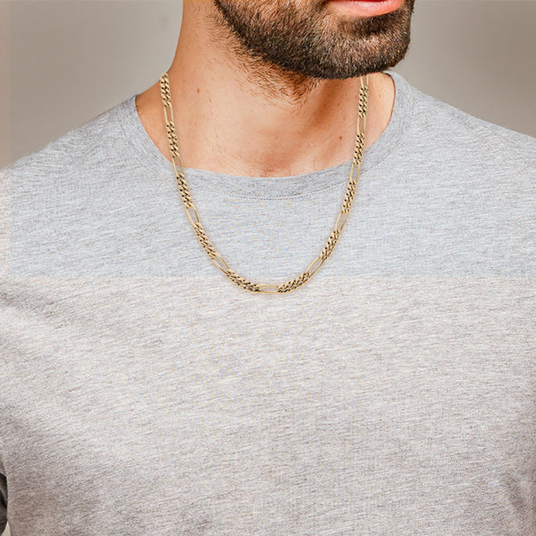Collar de cinco eslabones por uno en oro amarillo 12 kilates.