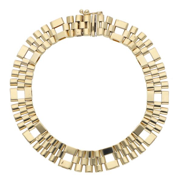 Pulsera eslabón articulado en oro amarillo 14 kilates.