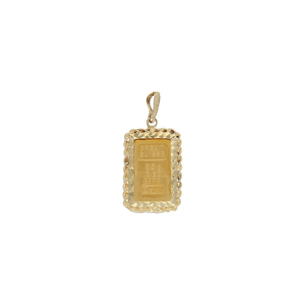 Dije torzal con crédito suizo de 2.5 gramos oro 24 kilates en oro amarillo 14 kilates.