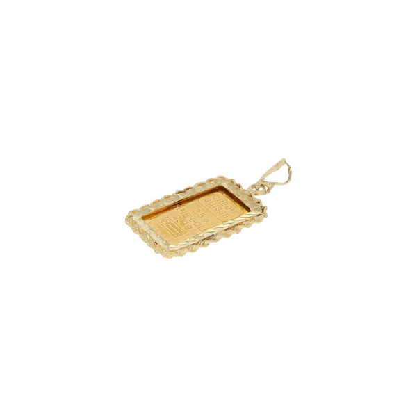 Dije torzal con crédito suizo de 2.5 gramos oro 24 kilates en oro amarillo 14 kilates.