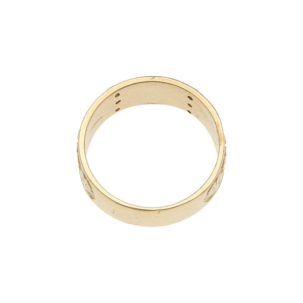 Anillo diseño especial con circonias en oro amarillo 14 kilates.