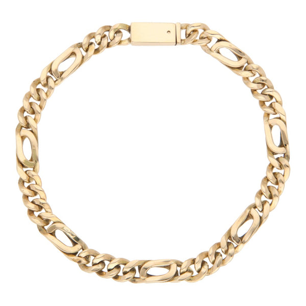 Pulsera eslabón combinado en oro amarillo 14 kilates.