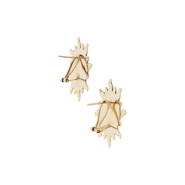 Aretes huecos motivo sol en oro amarillo 14 kilates.