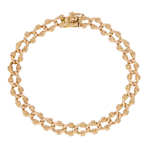 Pulsera eslabón encontrado en oro rosa 18 kilates.