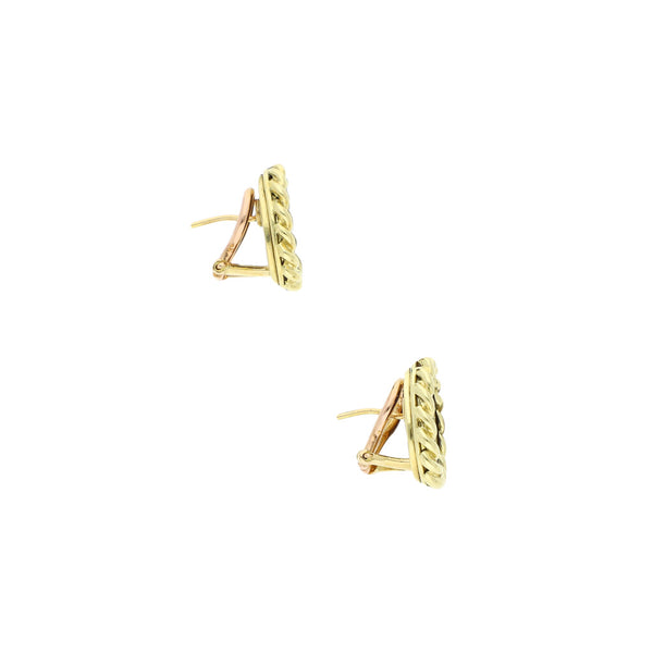 Aretes torzal con lapislazuli en oro dos tonos 18 kilates.