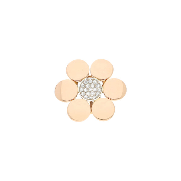 Dije diseño especial motivo flor con diamantes en oro dos tonos 18 kilates.