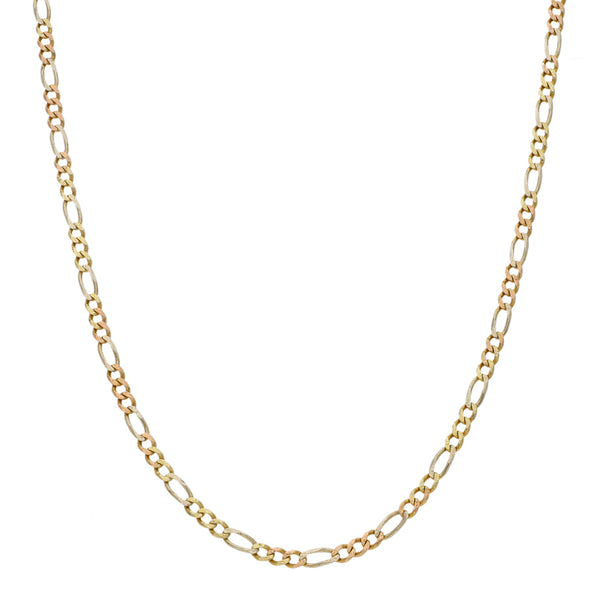 Collar de tres eslabones por uno en oro tres tonos 14 kilates.