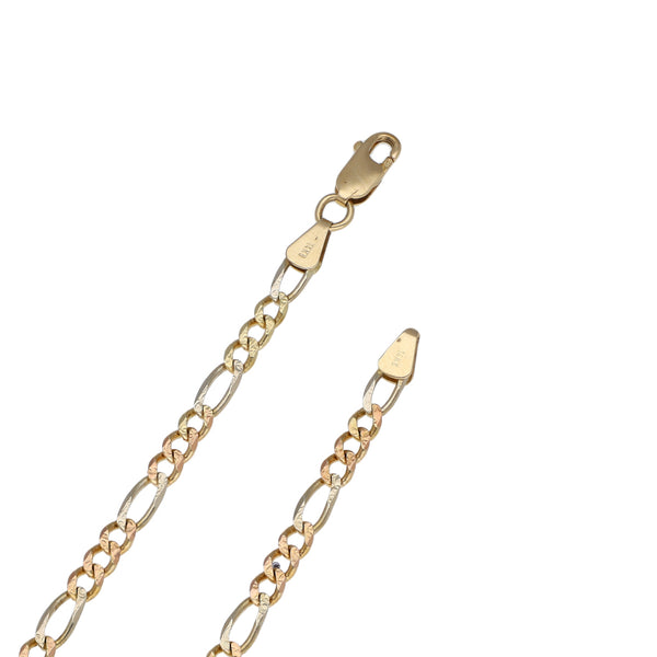 Collar de tres eslabones por uno en oro tres tonos 14 kilates.