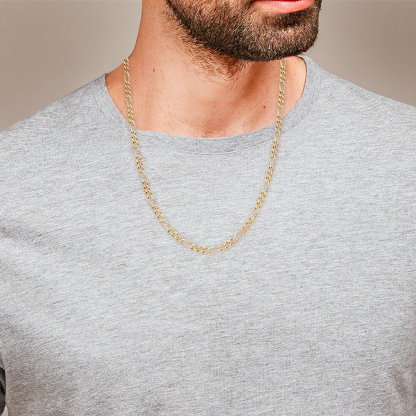 Collar de tres eslabones por uno en oro tres tonos 14 kilates.