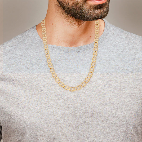 Collar eslabón nudo marino en oro dos tonos 14 kilates.
