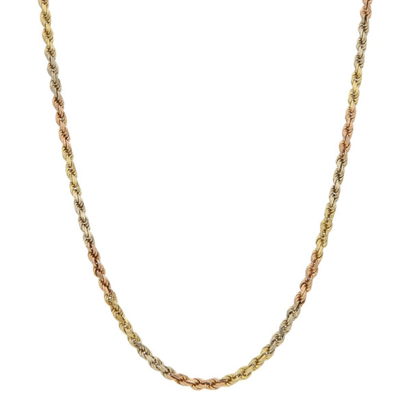 Collar eslabón torzal en oro tres tonos 14 kilates.