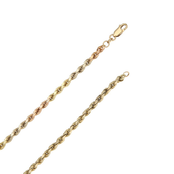 Collar eslabón torzal en oro tres tonos 14 kilates.