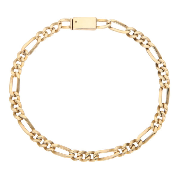 Pulsera de tres eslabones por uno en oro amarillo 14 kilates.