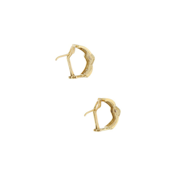Aretes diseño especial con diamantes en oro amarillo 14 kilates.