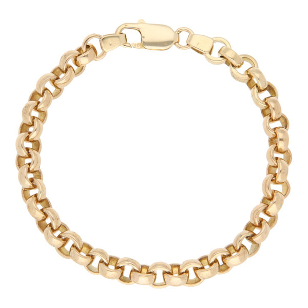 Pulsera eslabón cruzado en oro amarillo 14 kilates.