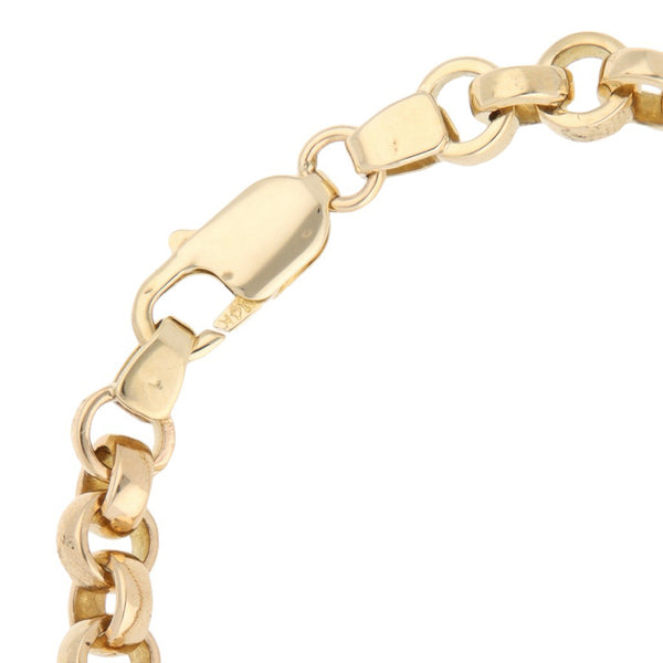 Pulsera eslabón cruzado en oro amarillo 14 kilates.